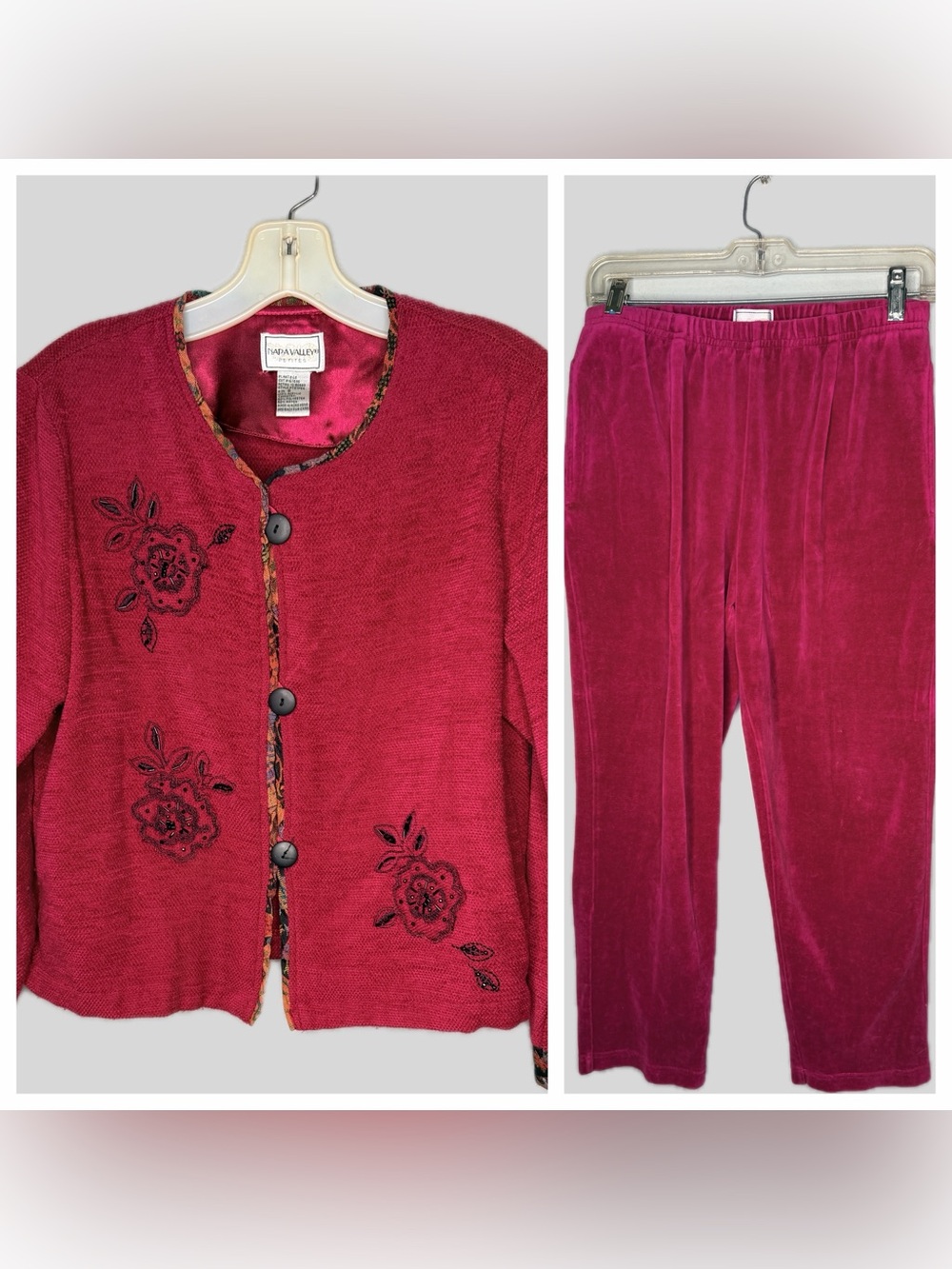 Napa Valley Petites 2 Piece Velour Pantsuit
